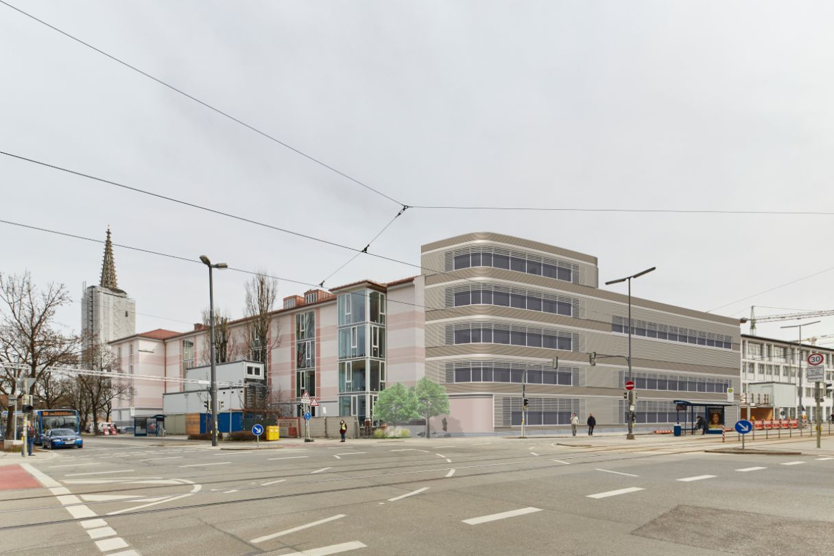 Mehr über den Artikel erfahren Abriss und Erweiterung Sporthalle und Mensa und Tagesheim, II. BA, Mariahilfplatz, München